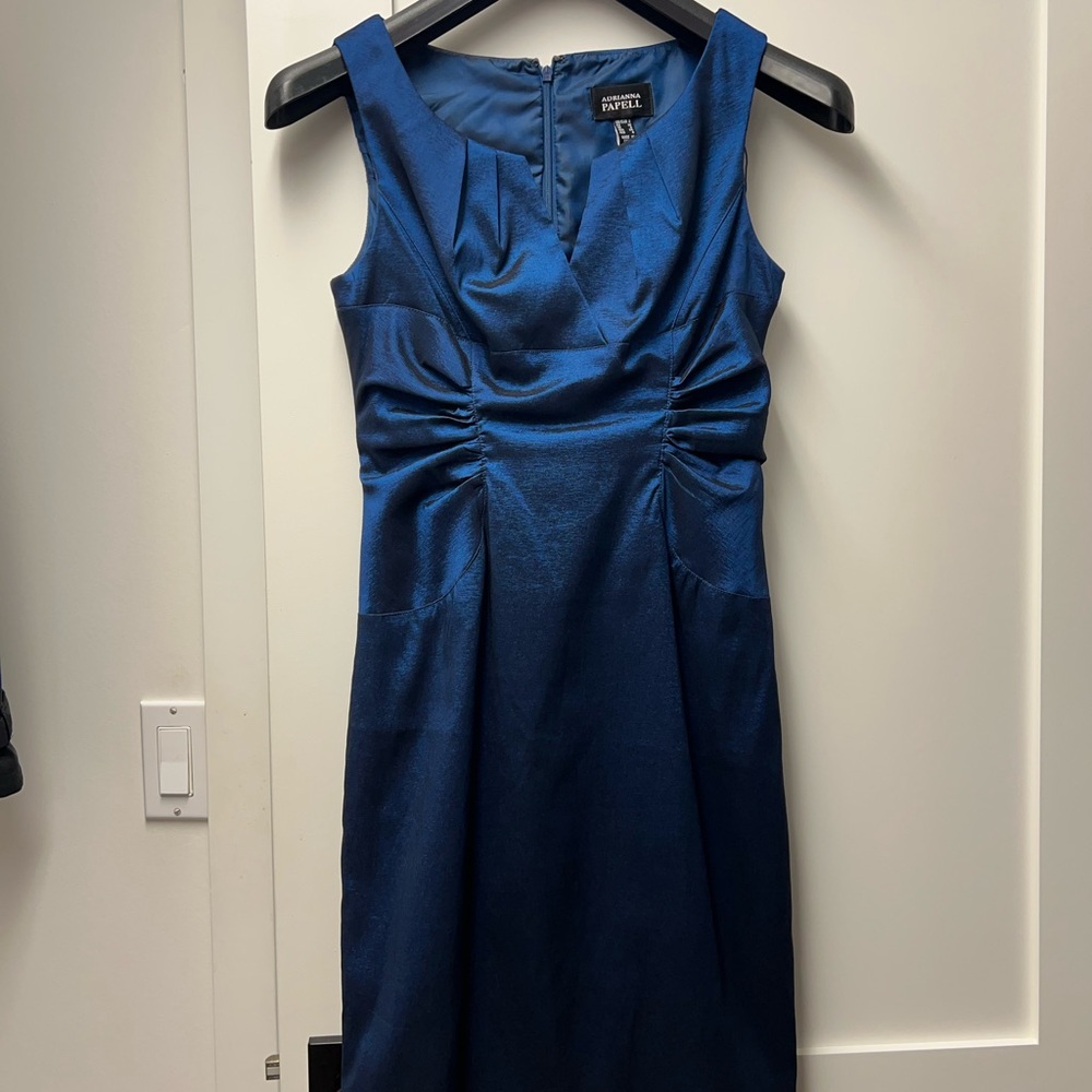 Adrianna Papell Navy Sleeveless Midi Dress